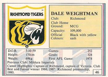 1992 AFL Regina #46 Dale Weightman Back